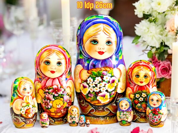 búp bê nga 10 lớp 26cm Misa ôm hoa