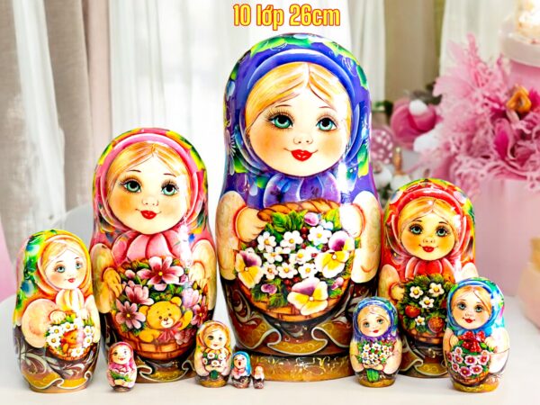 búp bê nga 10 lớp 26cm Misa ôm hoa