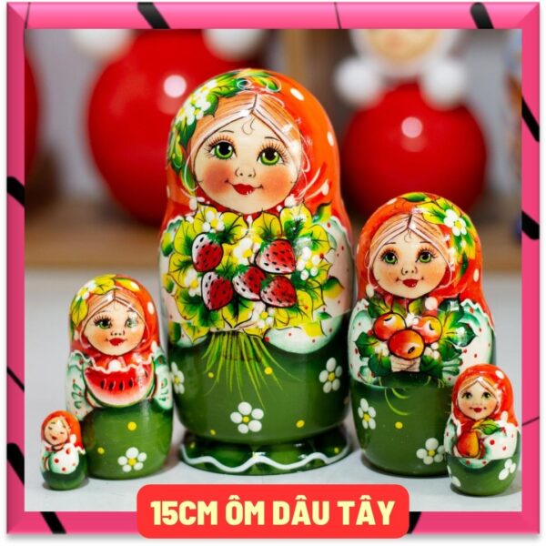 búp bê nga 5 lớp 15cm ÔM dâu tây