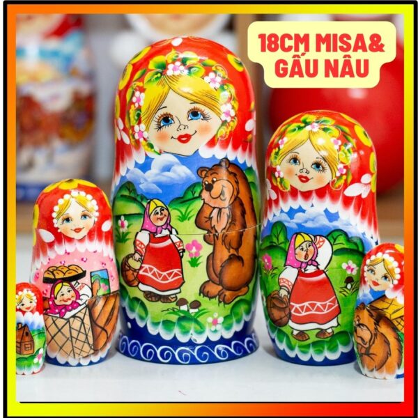 búp bê nga 5 lớp 18cm GẤU NÂU