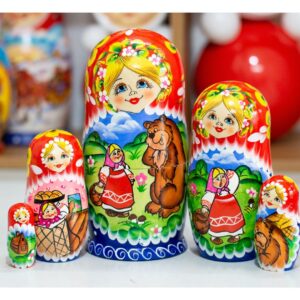 BÚP BÊ NGA 5 LỚP 18CM MISA VÀ GẤU NÂU