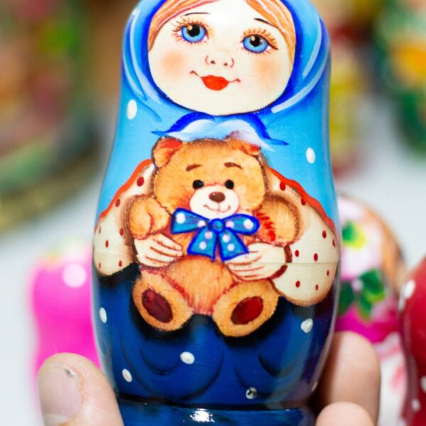 búp bê 3 lớp 12cm ôm gấu xanh