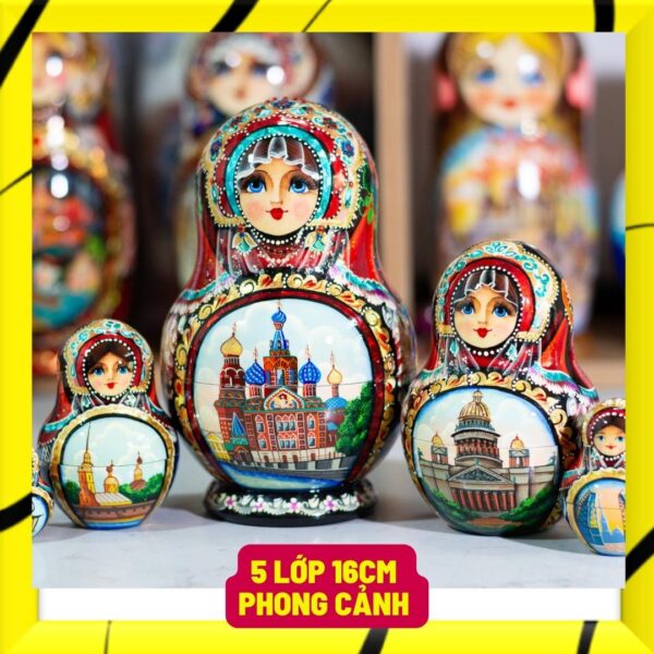 búp bê nga cao cấp 5 lớp 16cm phong cảnh