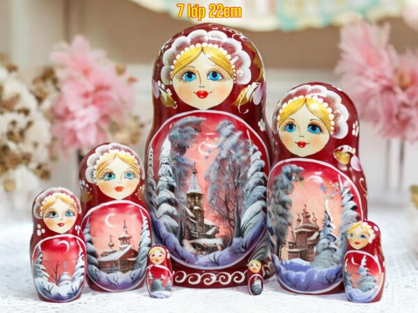 búp bê nga 7 lớp 22cm mùa đông đỏ