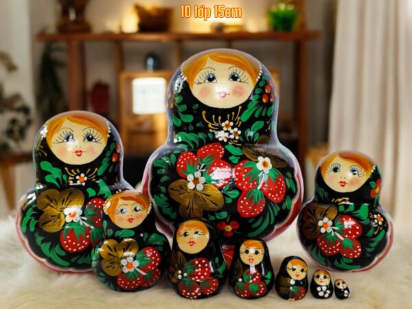 BÚP BÊ NGA 10 lớp 15cm dâu tây đen