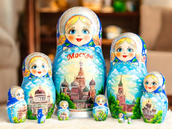 BÚP BÊ NGA 10 LỚP MATXCOVA XANH DƯƠNG