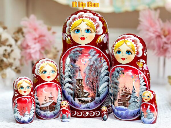 BÚP BÊ NGA 7 LỚP 22CM MÙA ĐÔNG ĐỎ