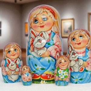 búp bê Nga 5 lớp 18cm ôm thỏ