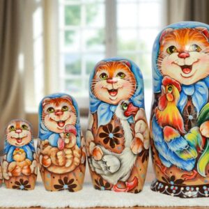 Búp bê Nga 5 lớp 18cm mèo ôm gà