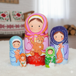 BÚP BÊ NGA 5 LỚP 15CM MISA ÔM GẤU