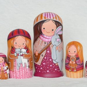 búp bê Nga 5 lớp 15cm ôm thỏ