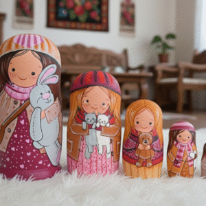 búp bê Nga 5 lớp 15cm ôm thỏ