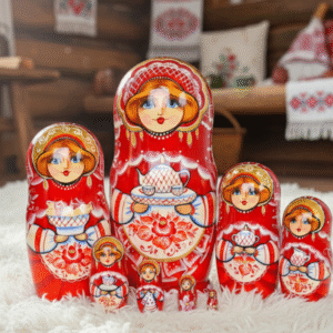 búp bê Nga 8 lớp 22cm mời trà đỏ