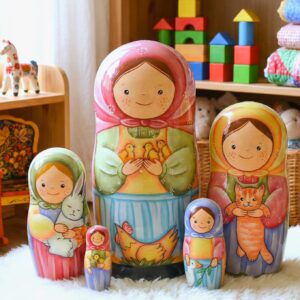búp bê Nga 5 lớp 15cm ôm gà con