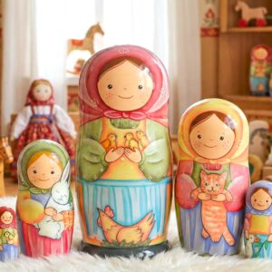 búp bê Nga 5 lớp 15cm ôm gà con