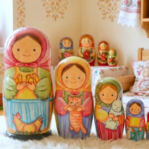 búp bê Nga 5 lớp 15cm ôm gà con