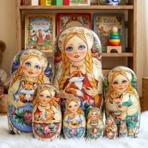 BÚP BÊ NGA 10 LỚP 26CM ÔM CÁO ĐỎ