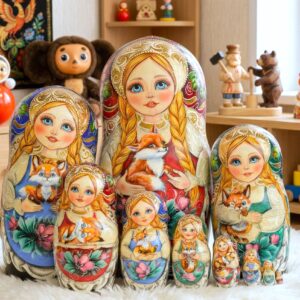 BÚP BÊ NGA 10 LỚP 26CM ÔM CÁO ĐỎ