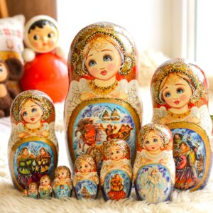 búp bê Nga 10 lớp 27cm lễ hội mùa đông