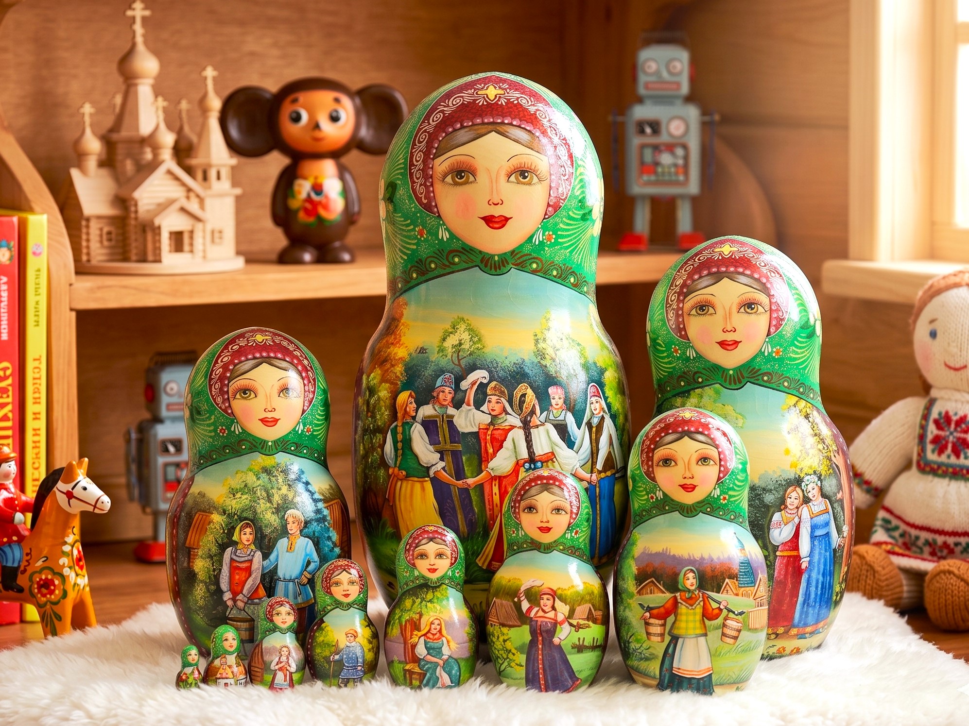 Búp bê Nga 10 lớp 34cm thôn quê Slavo Búp bê Nga 10 lớp 34cm thôn quê Slavo