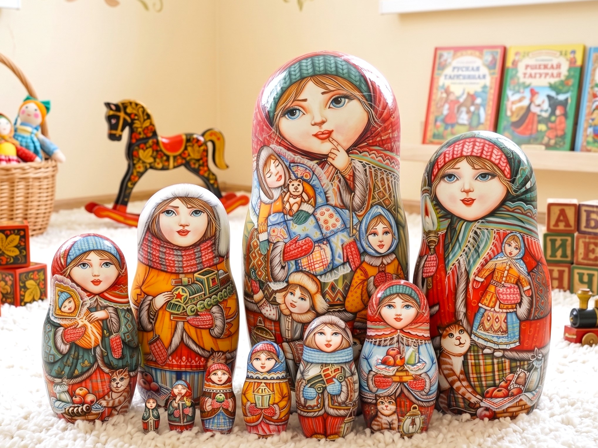 Búp bê Nga 10 lớp 30cm cao cấp Mùa đông Búp bê Nga 10 lớp 30cm cao cấp Mùa đông
