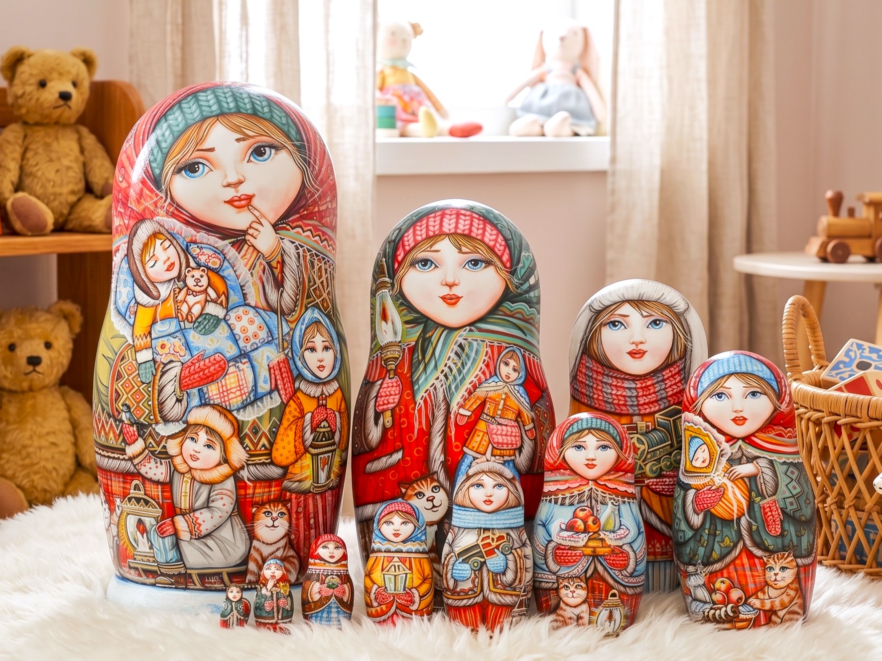 Búp bê Nga 10 lớp 30cm cao cấp Mùa đông Búp bê Nga 10 lớp 30cm cao cấp Mùa đông