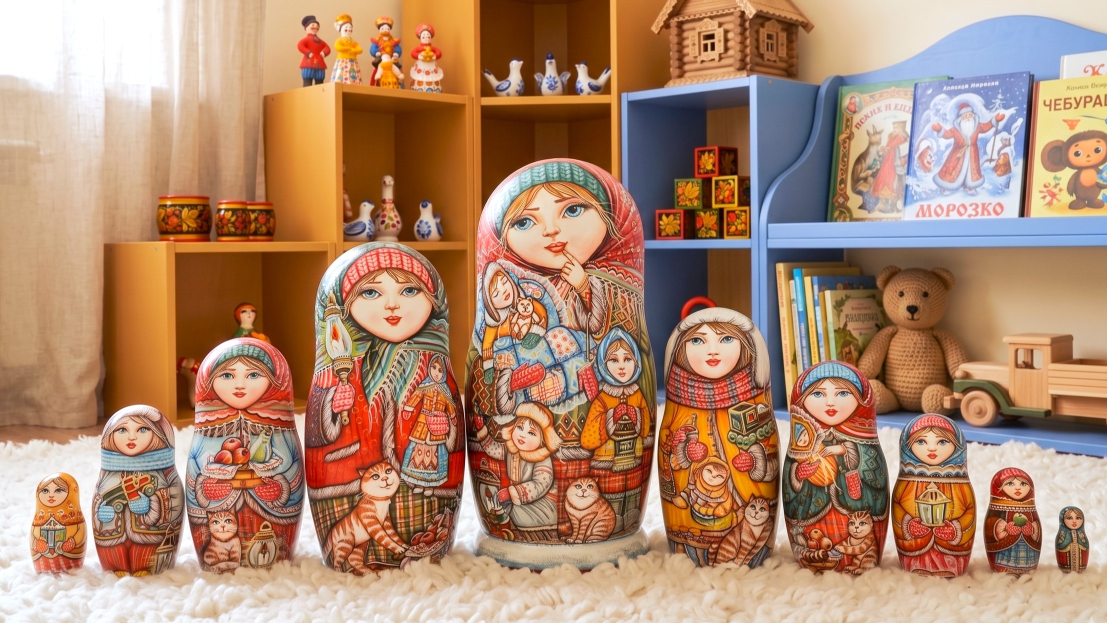 Búp bê Nga 10 lớp 30cm cao cấp Mùa đông Búp bê Nga 10 lớp 30cm cao cấp Mùa đông