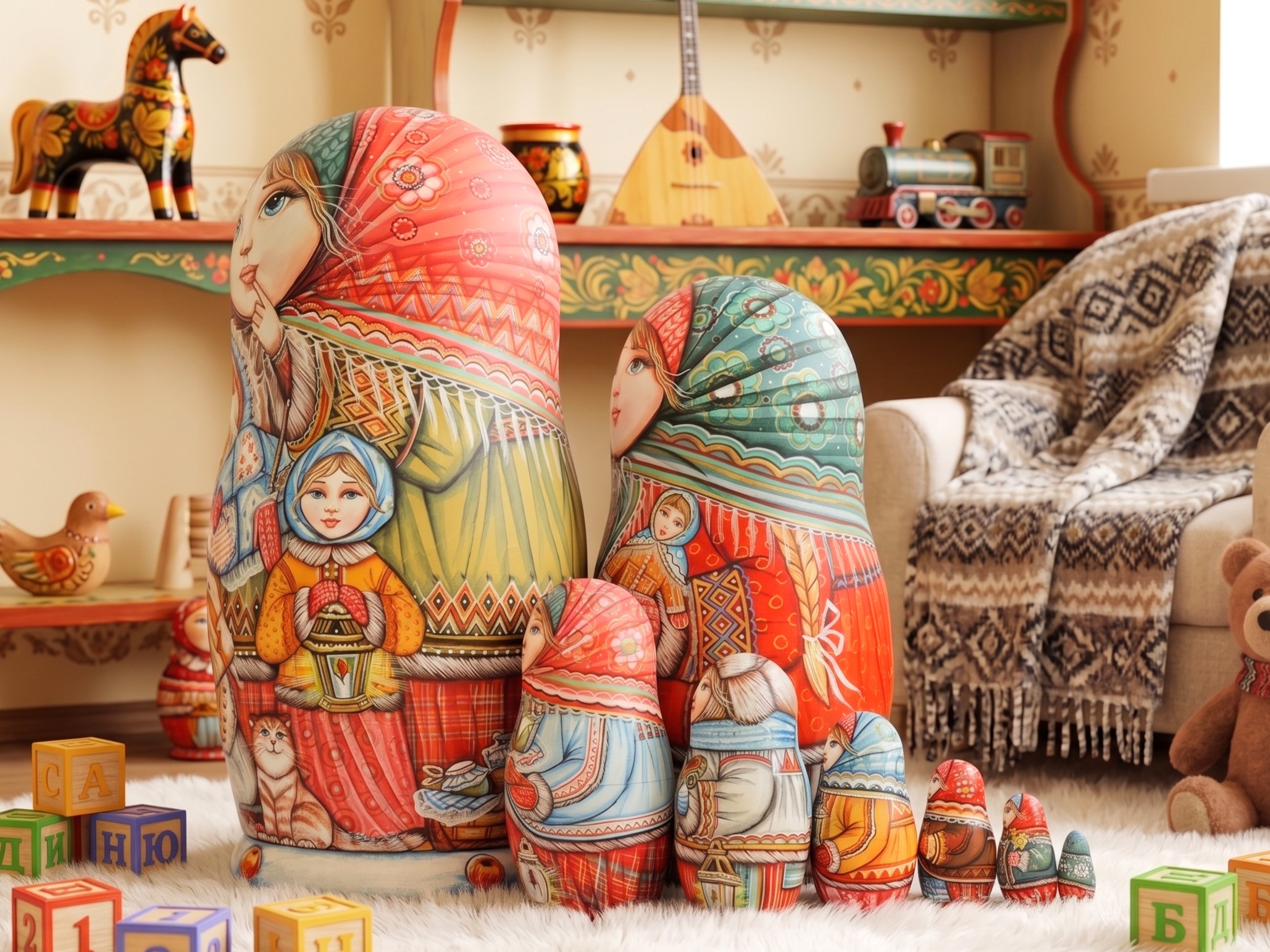Búp bê Nga 10 lớp 30cm cao cấp Mùa đông Búp bê Nga 10 lớp 30cm cao cấp Mùa đông