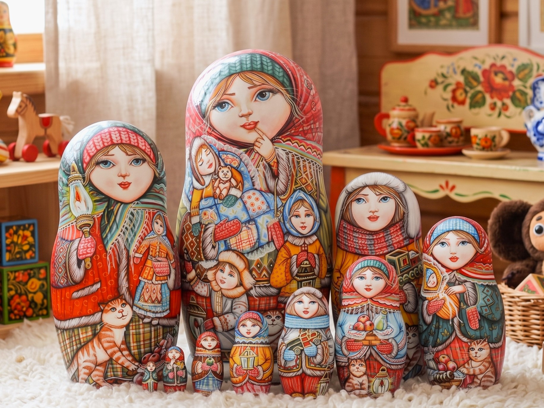 Búp bê Nga 10 lớp 30cm cao cấp Mùa đông Búp bê Nga 10 lớp 30cm cao cấp Mùa đông