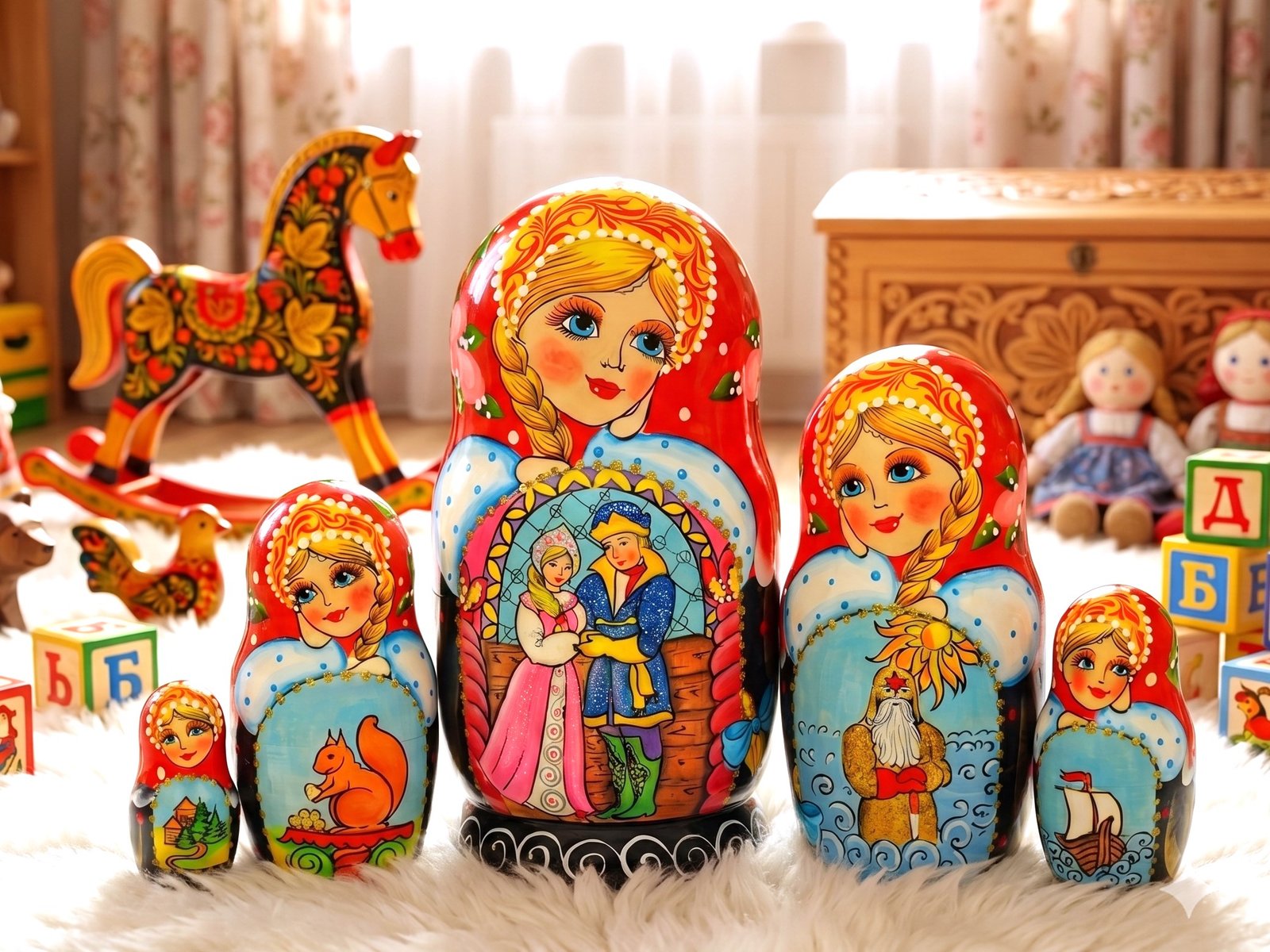 búp bê Nga 5 lớp 18cm cổ tích búp bê Nga 5 lớp 18cm cổ tích