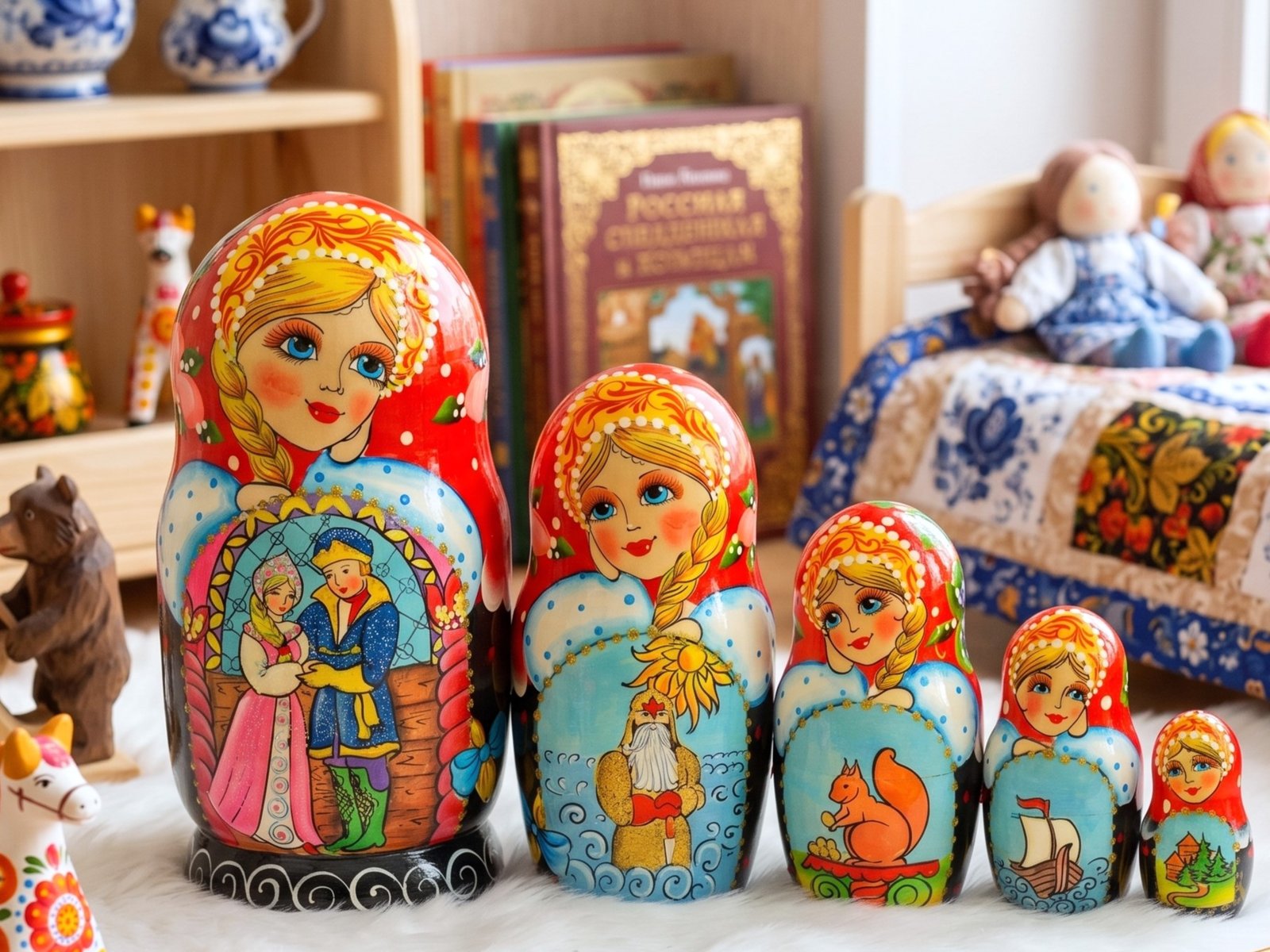 búp bê Nga 5 lớp 18cm cổ tích búp bê Nga 5 lớp 18cm cổ tích