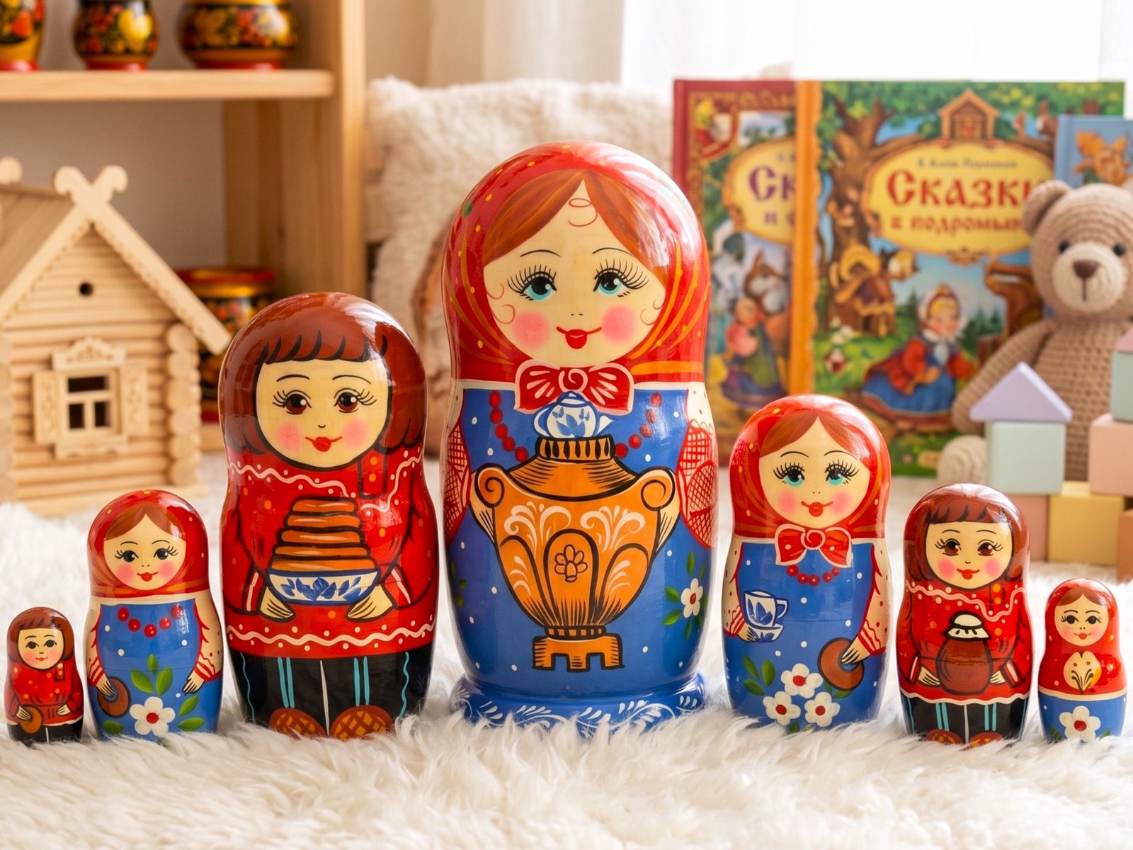 búp bê Nga 7 lớp ôm Samovar búp bê Nga 7 lớp ôm Samovar