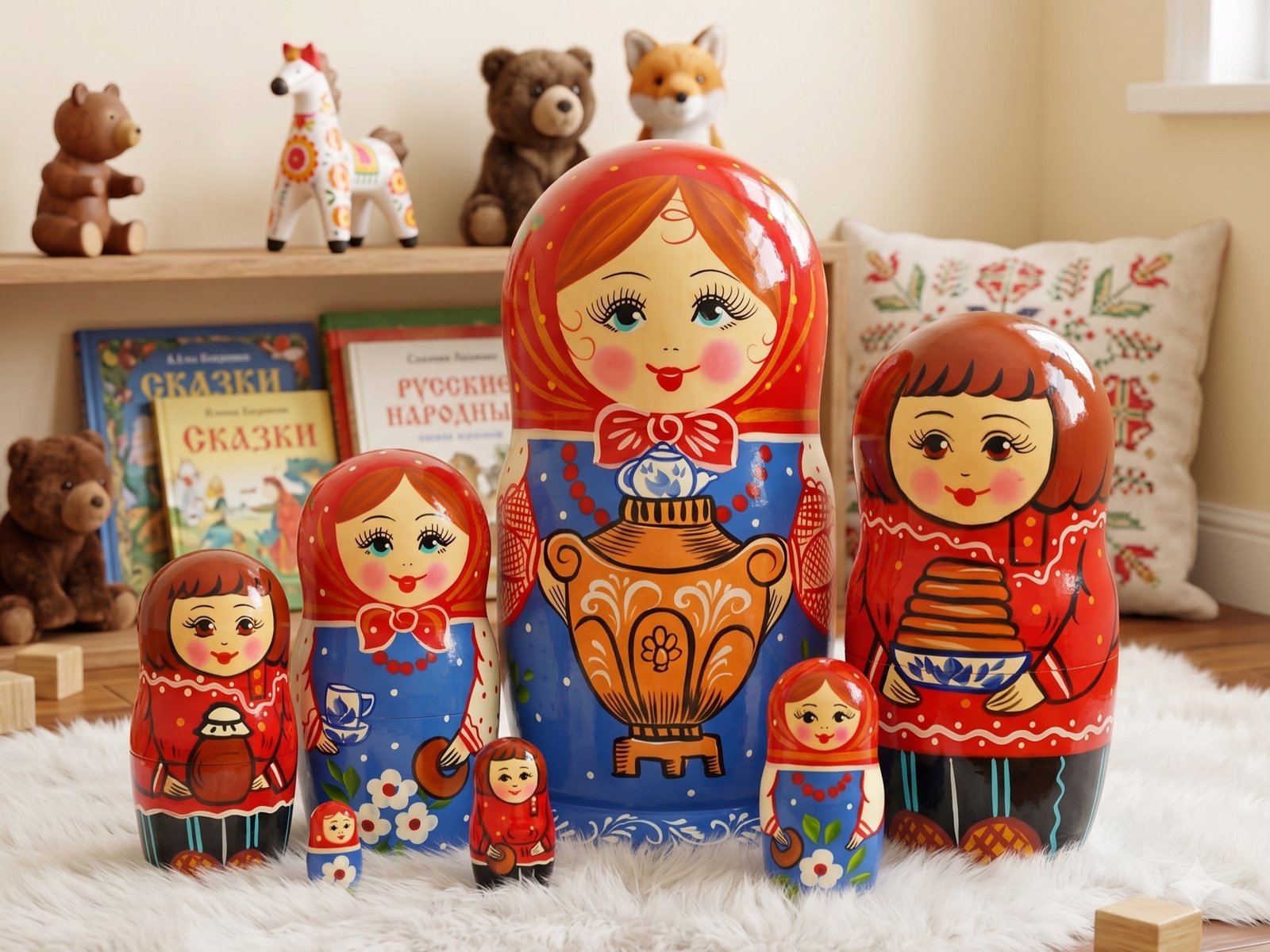 búp bê Nga 7 lớp ôm Samovar búp bê Nga 7 lớp ôm Samovar