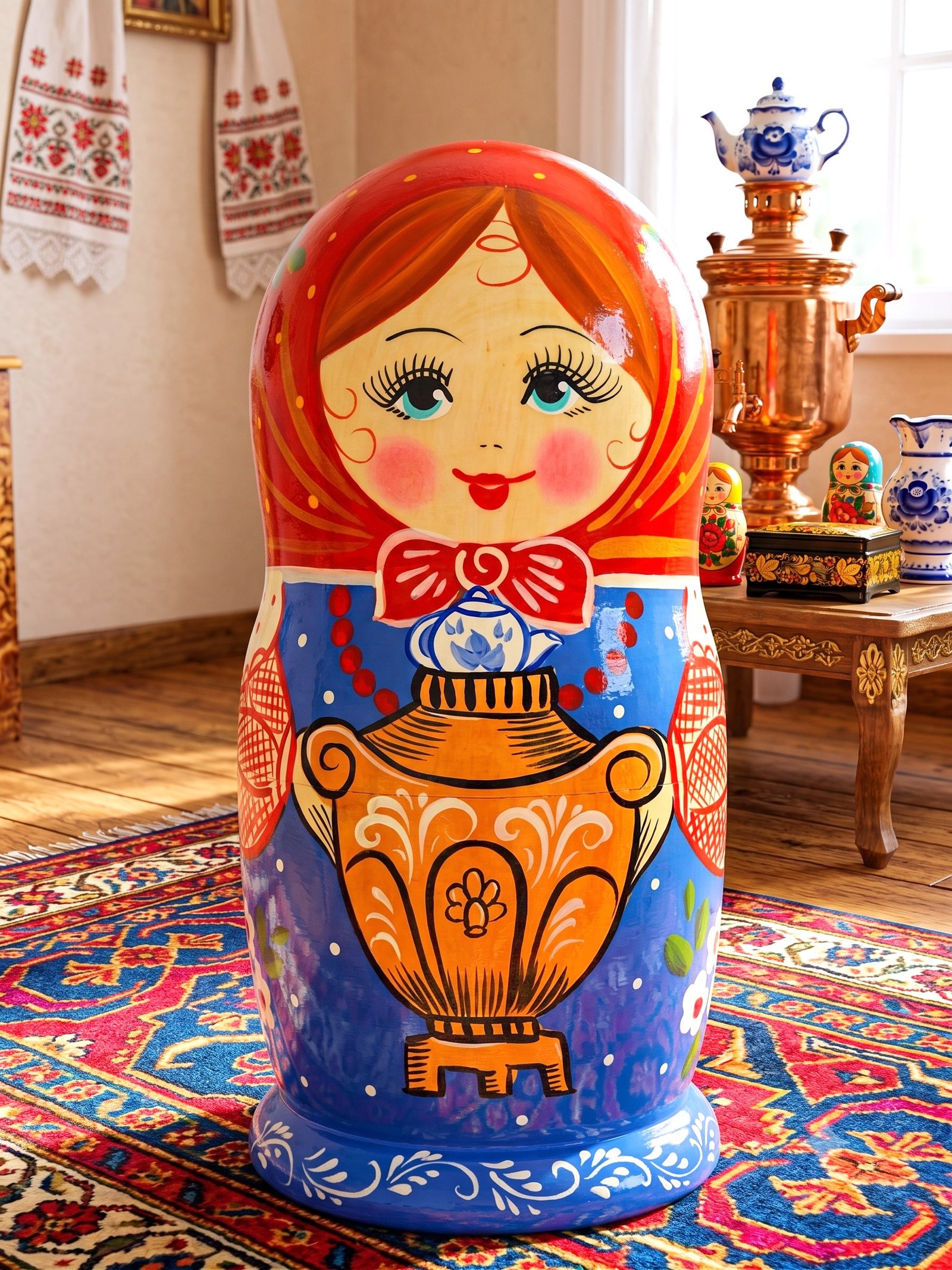 búp bê Nga 7 lớp ôm Samovar búp bê Nga 7 lớp ôm Samovar